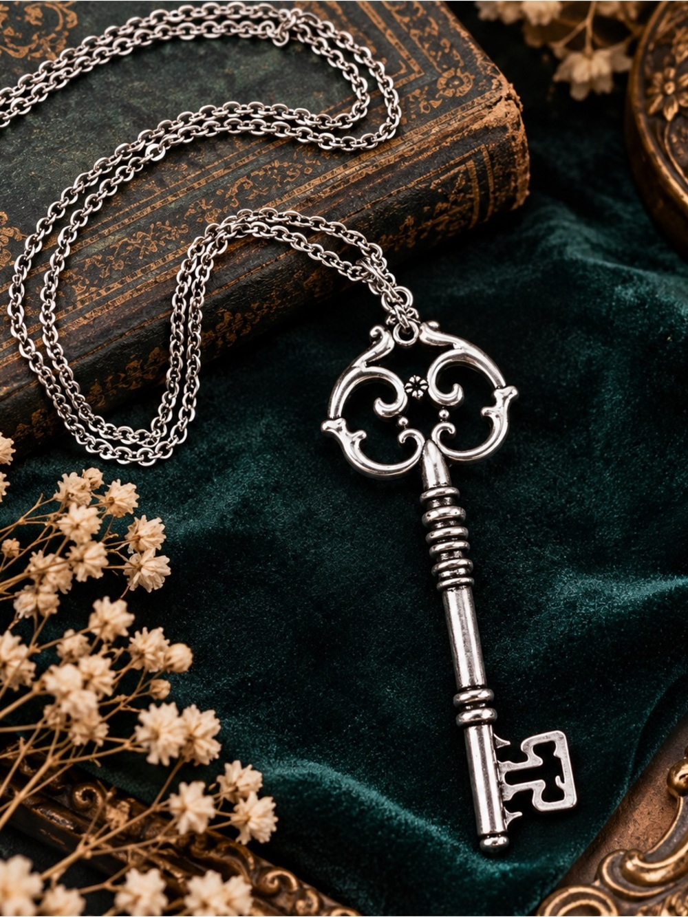 New Vintage Silver Key Pendant Necklace - Unbranded